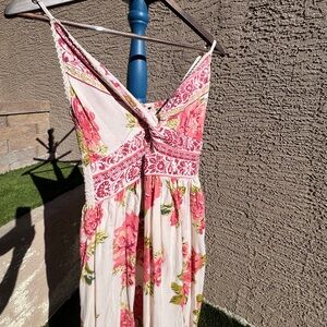 Floral Pink and White Maxi Dress